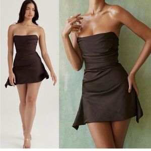 House of CB Strapless Dark Brown Mini Dress